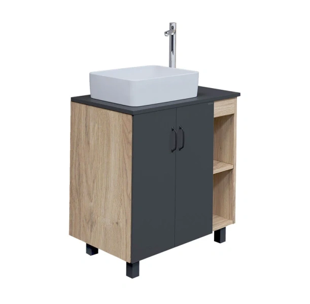 Тумба под раковину напольная Grossman Флай 81 см дуб сонома/серая 108002 (детальная фотография), современная, hi-tech, лофт