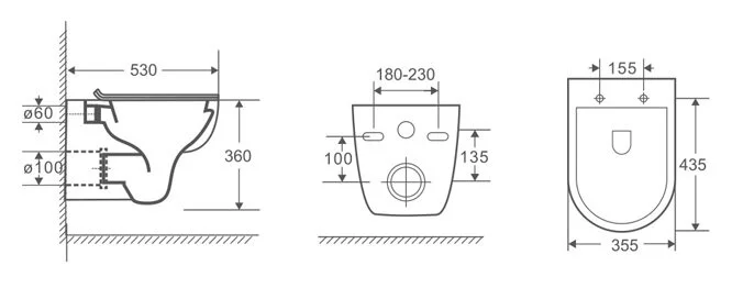 Унитаз подвесной Azario Pavia безободковый AZ-2142 (детальная фотография), подвесные