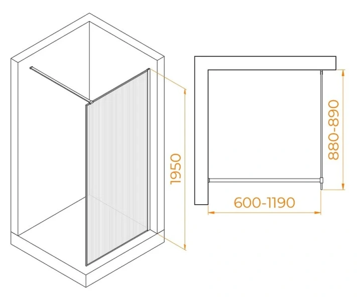 Душевая перегородка RGW Walk In WA-08 90 см профиль хром 06100809-151 (детальная фотография), современные, hi-tech