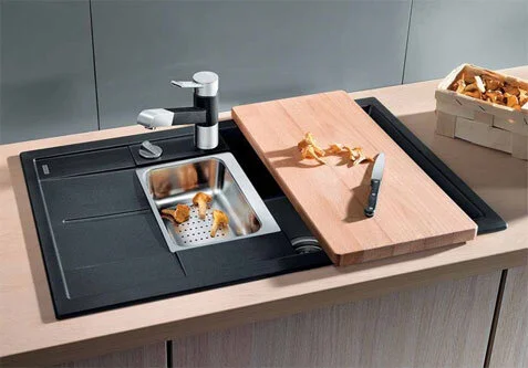 Мойка для кухни Blanco Metra 6 S Compact 78 см алюметаллик 513553 (детальная фотография), из искусственного гранита