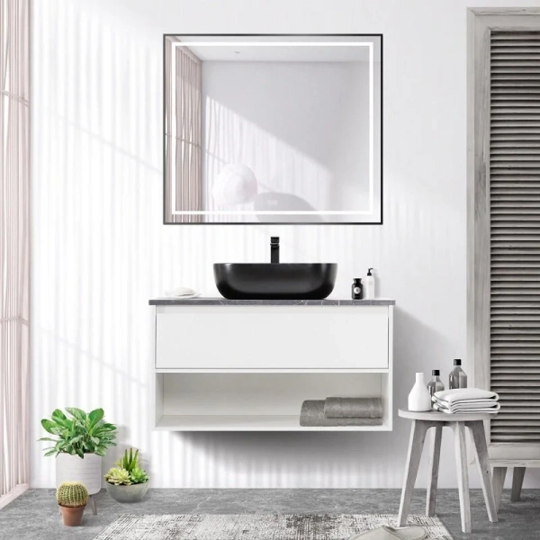 Зеркало с подсветкой BelBagno Kraft 80 см сатин SPC-KRAFT-800-800-LED-TCH-WARM (детальная фотография), современные, hi-tech