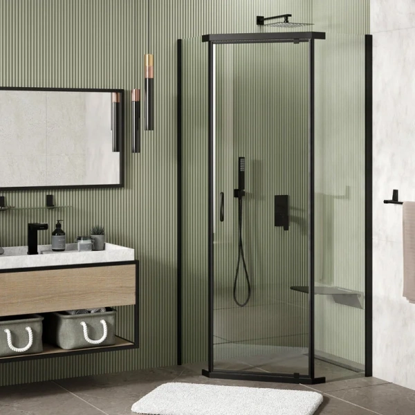 Душевой уголок WasserKRAFT Wiese 90x90 см профиль черный 84P11 (детальная фотография), современные, hi-tech