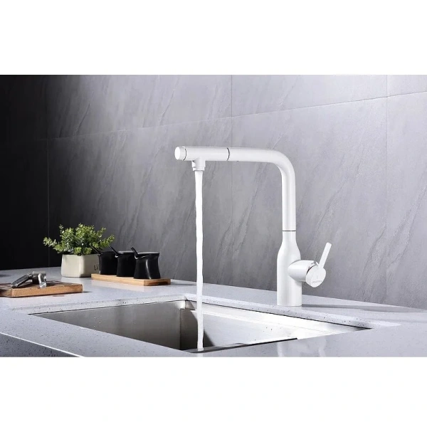 Смеситель для кухни Paulmark Viper белый матовый Vi213105-431 (детальная фотография), на мойку, на столешницу