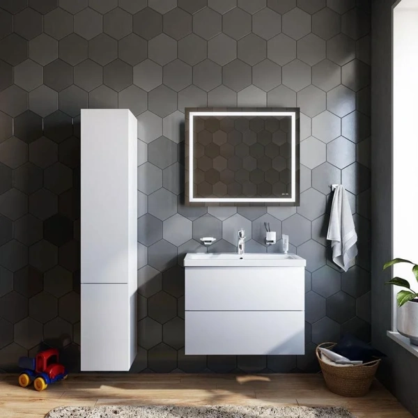 Шкаф-пенал подвесной Am.Pm Gem 30 см левый белый глянец M90CHL0306WG (детальная фотография), подвесные