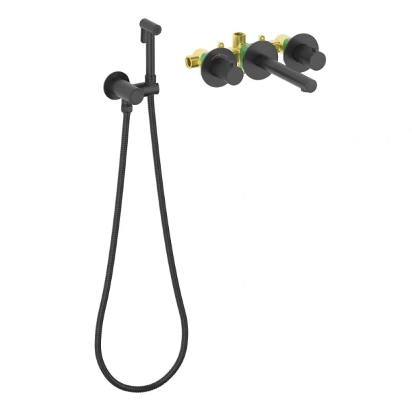 Смеситель с гигиеническим душем Timo Saona черный матовый 2383/03SM (детальная фотография)