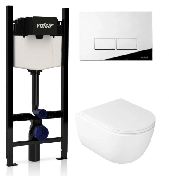 Унитаз с инсталляцией Valsir Dream с клавишей хром KIT VSCR 7334 Std P3 (детальная фотография)