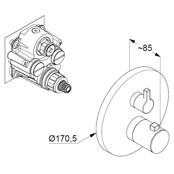 Смеситель для душа Kludi Nova Fonte 20830 с термостатом (детальная фотография), для душа