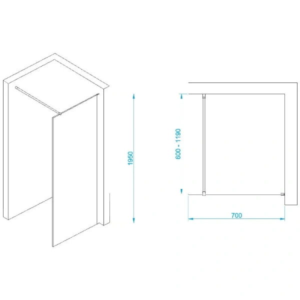 Душевая перегородка RGW Walk In WA-002W 70 см профиль белый, стекло прозрачное 35100207-15 (детальная фотография), современные, hi-tech
