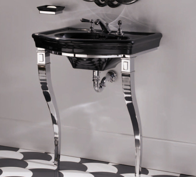 Раковина 71х53 см, смеситель на 3 отверстия, цвет чёрный, Devon&Devon New Etoile 2IBLG(3)FBNET (детальная фотография), подвесные