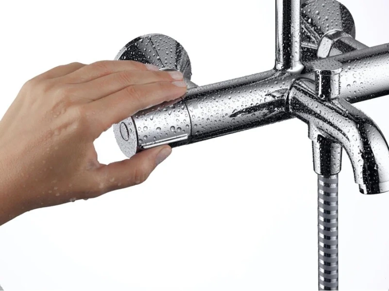Душевая стойка Hansgrohe Vernis Shape термостатическая 26284000 (детальная фотография), хром