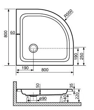Душевой поддон RGW Acryl Style P 80х80 см полукруглый 16180488-11 (детальная фотография), недорогие