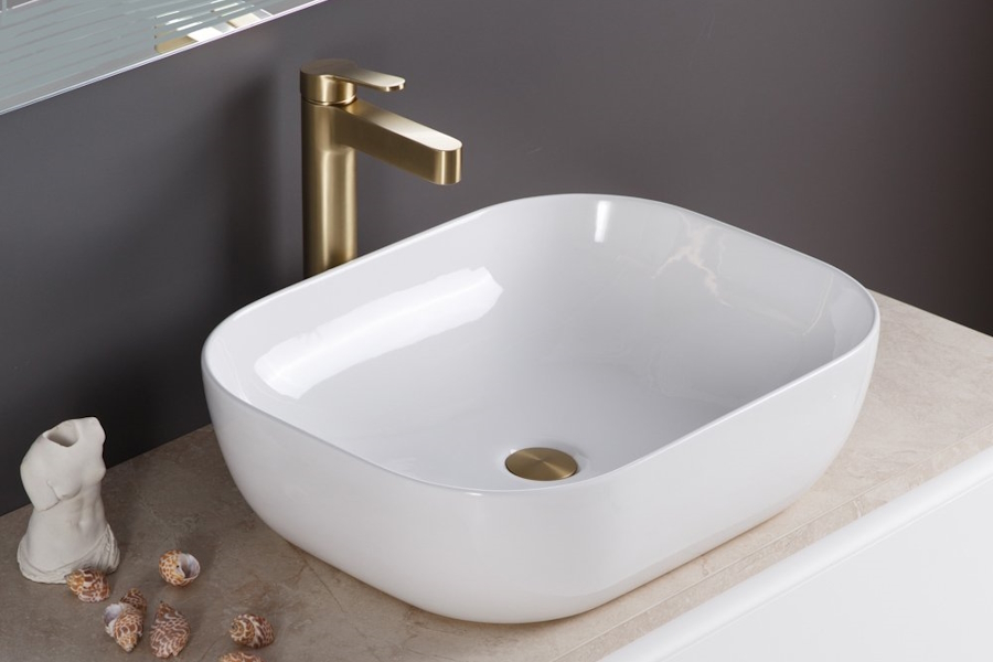 Раковина BelBagno 50 см накладная белая глянцевая BB1302 (детальная фотография), накладные (на столешницу)