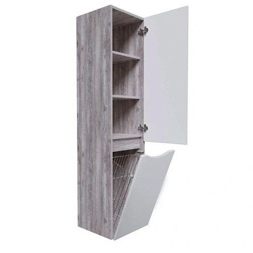 Шкаф-пенал подвесной Grossman Талис 35 см бетон пайн/белый глянец - фото 3