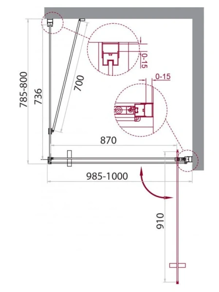 Душевой уголок Belbagno Marmi 100x80 см стекло прозрачное MARMI-AH-1-100/80-C-Cr (детальная фотография), прямоугольные