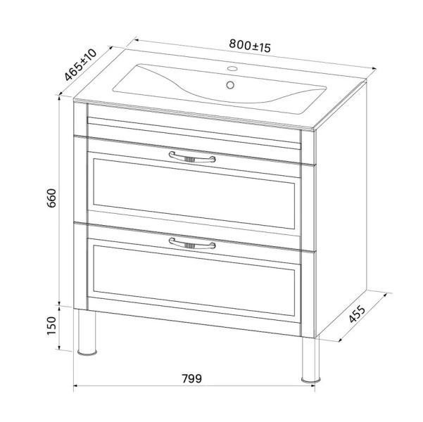 Тумба с раковиной напольная IDDIS Oxford OXF80W0i95K 80 см с перекатным организатором (детальная фотография), по запросу