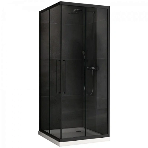 Душевой уголок Abber Schwarzer Diamant 100x100 см профиль черный, стекло тонированное - фото 5