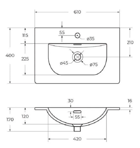Раковина мебельная BelBagno 60 см белая BB-8099-3-60 (детальная фотография), в наличии