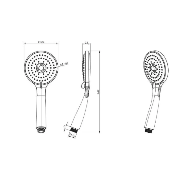 Ручной душ Акватек черный AQ2003MB (детальная фотография), душевые лейки