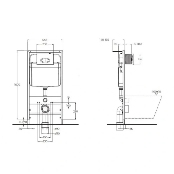 Инсталляция для унитаза BelBagno подвесного BB026 (детальная фотография), для унитаза
