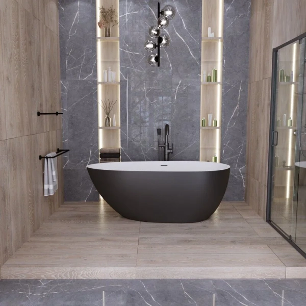 Ванна акриловая Grossman Fly 170x80 см черная матовая GR-1102MB (детальная фотография), современныe, hi-tech