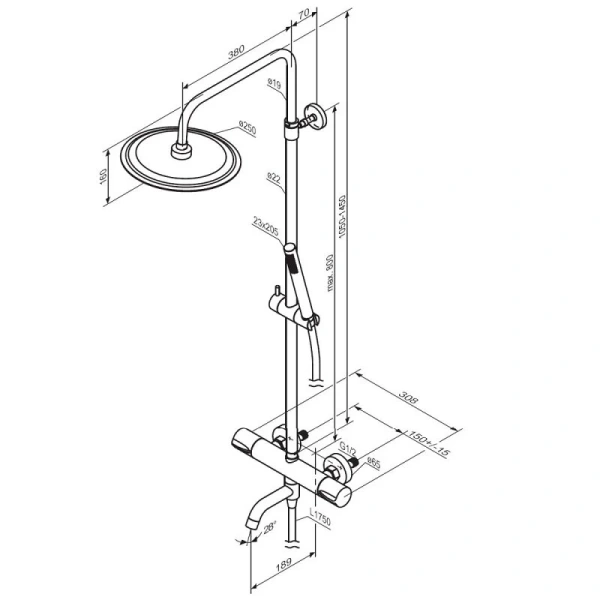 Душевая стойка Damixa Scandinavian Pure хром 936810000 (детальная фотография), современные, hi-tech