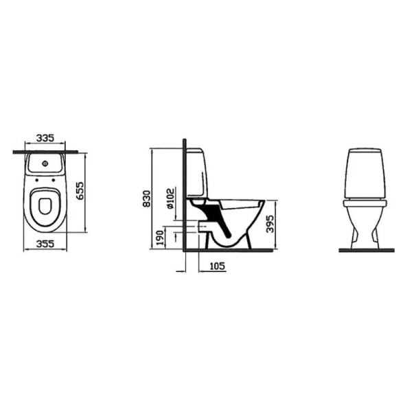 Унитаз с бачком и функцией биде сиденье стандартное VitrA Grand, белый 9763B003-1206 (детальная фотография), современные, hi-tech