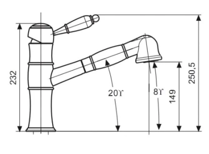 Смеситель для кухни хром Emmevi Laguna 40065CR (детальная фотография), для кухни