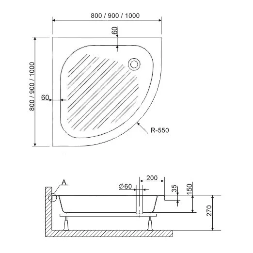 Душевой поддон RGW BP/CL-S 90x90 см полукруглый 16180499-51 (детальная фотография), недорогие