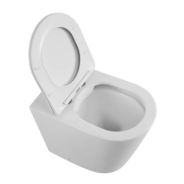 Унитаз напольный BelBagno Flay-R белый BB1003CBR/SC (детальная фотография), безободковые, сиденье с микролифтом , с антивсплеском