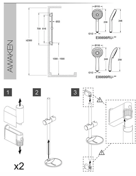 Душевой комплект Jacob Delafon Oscar черный матовый E29845RU-BL (детальная фотография), черные