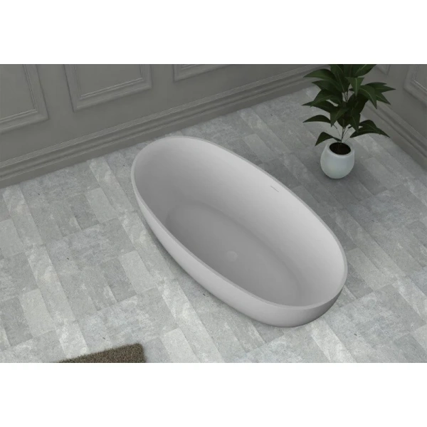 Ванна из искусственного камня Abber Stein 140х78 см белая матовая AS9641-1.4 (детальная фотография), овальные