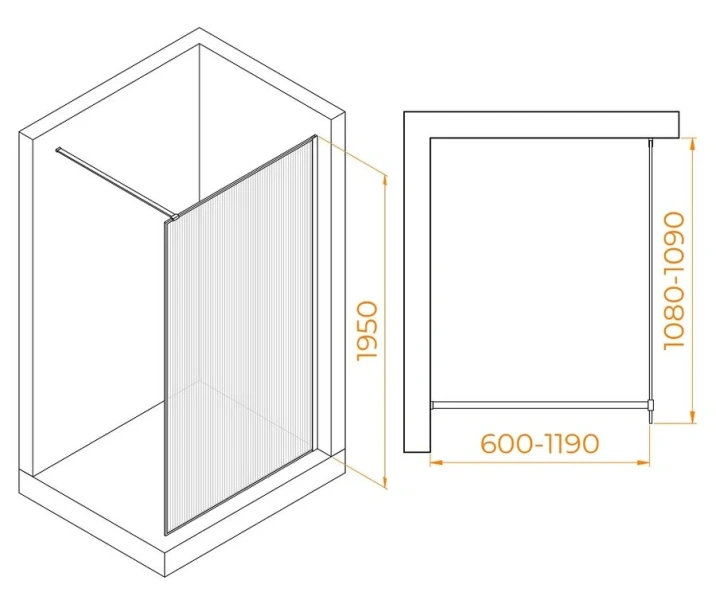Душевая перегородка RGW Walk In WA-08 06100811-15 110 см покрытие стекла Easy Clean (детальная фотография), современные, hi-tech