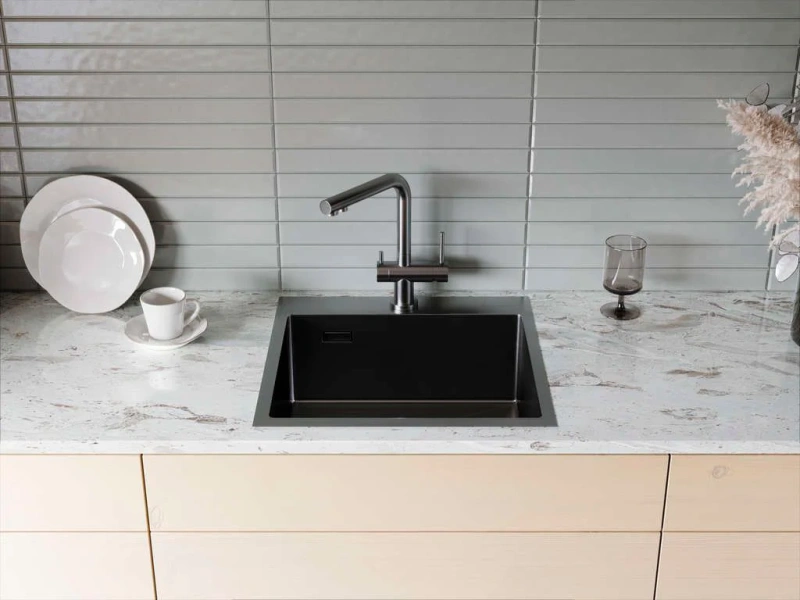 Мойка для кухни Omoikiri Akisame 51-GB 51 см графит 4997013 (детальная фотография), врезные