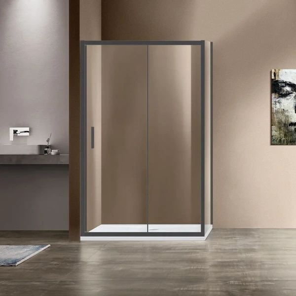 Душевой уголок Vincea Garda 150х90 см профиль вороненая сталь, стекло прозрачное VSR-1G9015CLGM (детальная фотография)