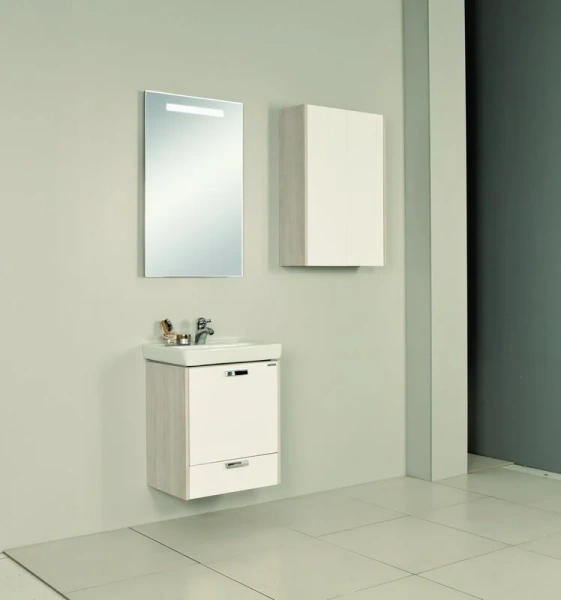 Тумба под раковину подвесная Акватон Йорк М 55 см белая/ясень фабрик 1A170801YOAV0 (детальная фотография), по запросу