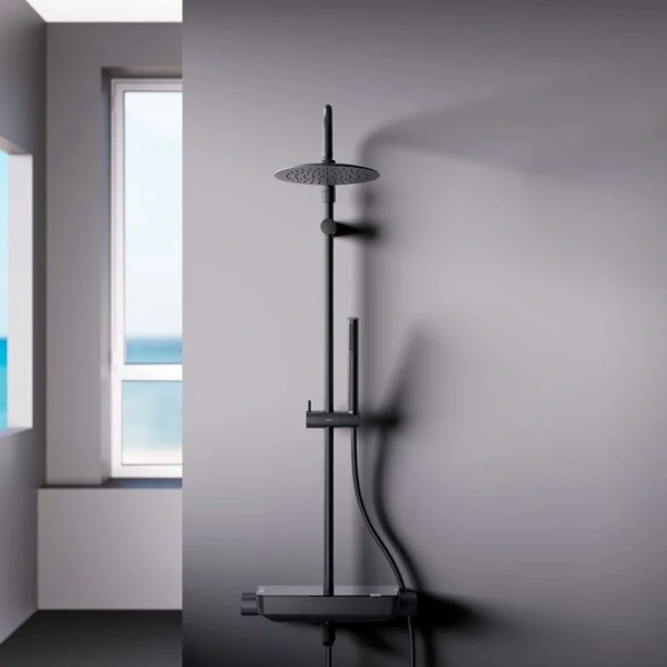 Душевая стойка Damixa Scandinavian Pure черная 936760300 (детальная фотография), с тропическим душем