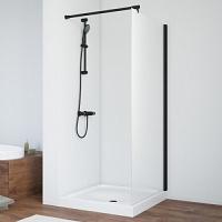 Душевая перегородка профиль черный глянцевый стекло сатин Vegas-glass