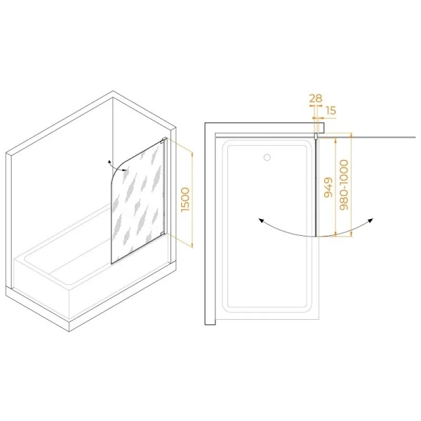 Шторка для ванны RGW Screens RGW SC-01 100 03110110-11 (детальная фотография), 100 см