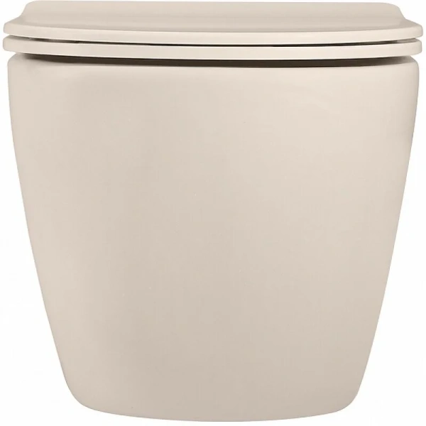 Унитаз подвесной Abber BEQUEM бежевый матовый AC1101MBE (детальная фотография), безободковые