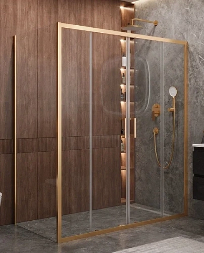 Душевой уголок Cezares Molveno 170х90 см стекло прозрачное профиль золото - фото 2