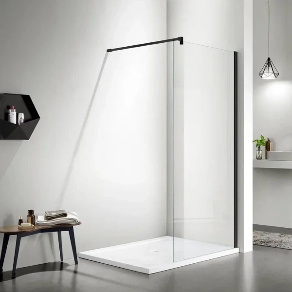 Душевая перегородка Акватек 120 см профиль черный матовый AQ WIW 12020BL (детальная фотография), черные