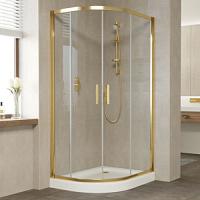 Душевой уголок профиль золотой стекло прозрачное Vegas-glass