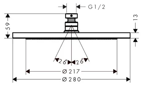 Верхний душ Hansgrohe Croma хром 26220000 (детальная фотография), верхние души