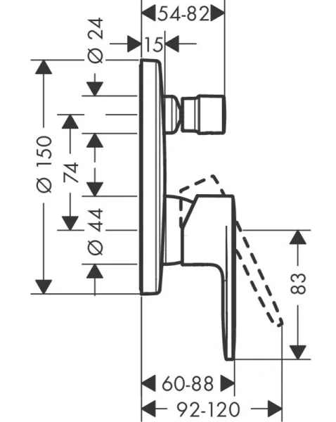 Смеситель для душа Hansgrohe Vernis Blend черный матовый 71466670 (детальная фотография), для душа