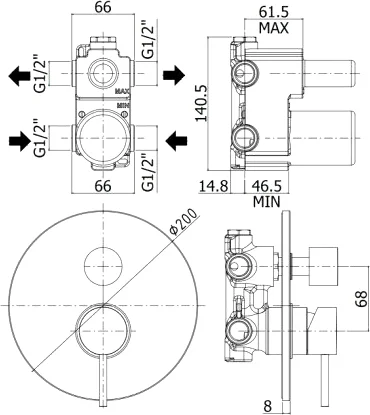 Смеситель для душа Paffoni Light медовое золото LIG018HG (детальная фотография), современные, hi-tech