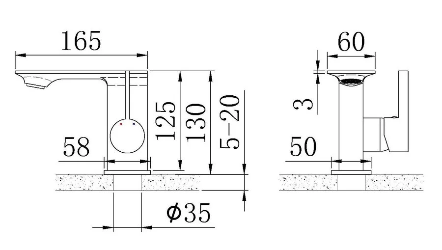 Смеситель для раковины Black&White Universe хром 7100U (детальная фотография), современные, hi-tech