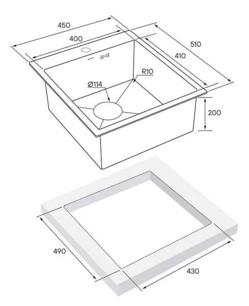 Мойка для кухни Paulmark Favor 45 см брашированное золото PM214551-BG (детальная фотография), врезные