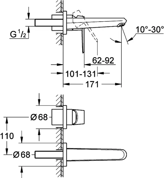 Смеситель для раковины Grohe Eurodisc Cosmopolitan 19573002 (детальная фотография), для раковины