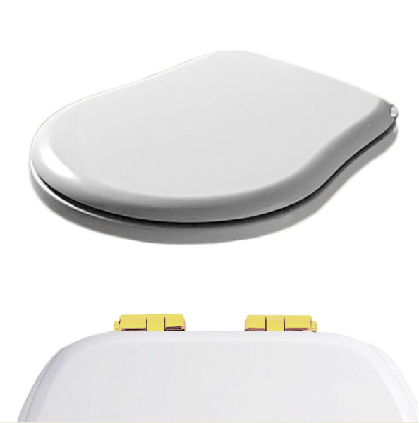 Крышка-сидение Kerasan Retro белая, петли золото 109101 (детальная фотография), по запросу