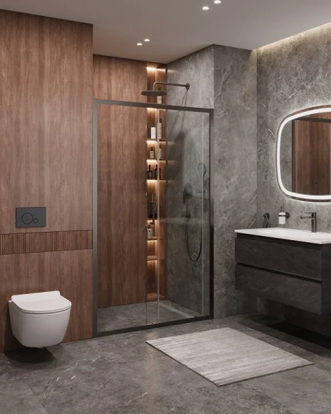 Душевая дверь в нишу Cezares Molveno 120 см стекло прозрачное профиль оружейная сталь MOLVENO-BF-1-120-C-GM-IV (детальная фотография), другие